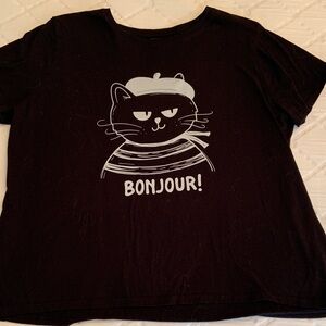 GRAPHIC T-SHIRT.  Gildan Black Cat Bonjour T-Shirt
